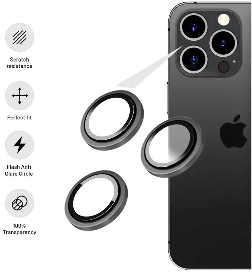 Fixed Fiksuotas fiksuotas kameros stiklas Apple iPhone 15 Pro/15 Pro Max, sidabrinė