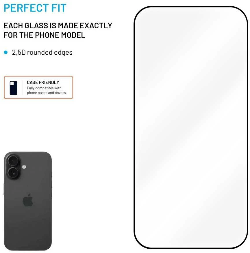 Fixed Fiksuota ekrano apsauga | Apple | iPhone 17 | Grūdintas stiklas | Juodas | Pilnas dangtelis 2.5D