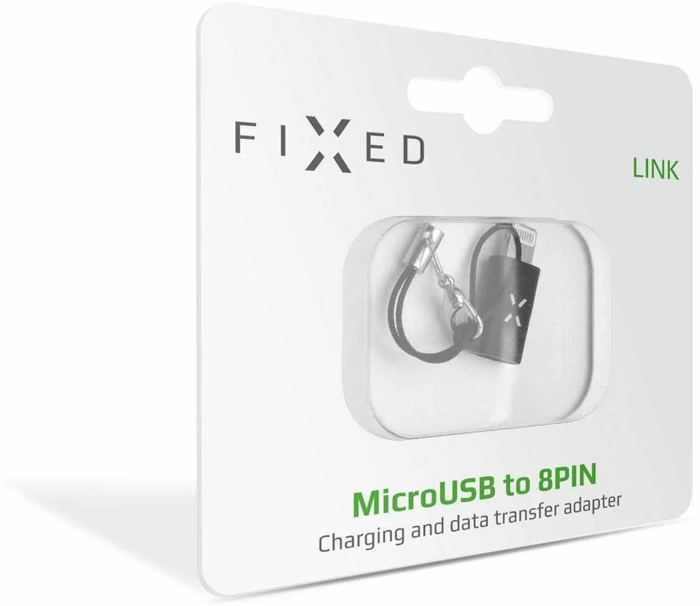 Fixed Fiksuotas USB laidas, skirtas įkrovimui ir duomenų perdavimui iš „microUSB“ į „Lightning“ jungtį, juodas