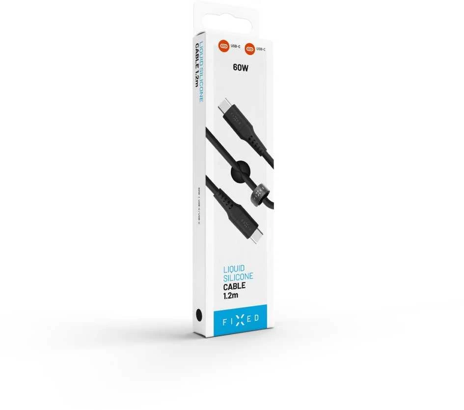Fixed Ištaisyta | Skysto silikono kabelis USB-C/USB-C, 1,2 m, 60 W | FIXDLS-CC12-BK