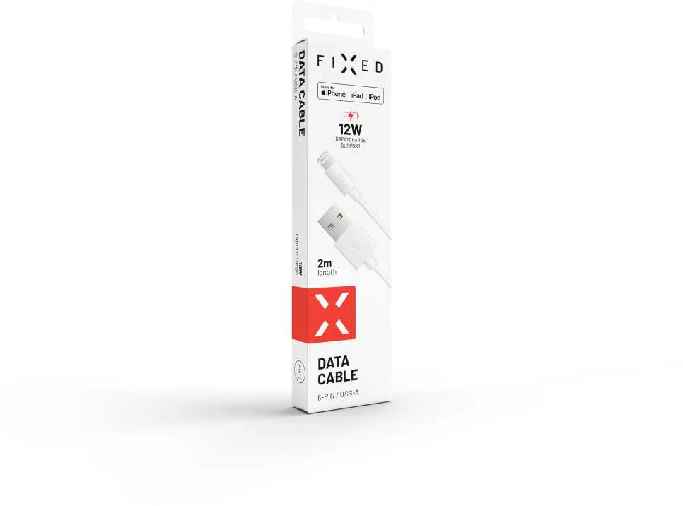 Fixed Fiksuotas | Duomenų ir įkrovimo kabelis su USB/lightning jungtimis | Baltas