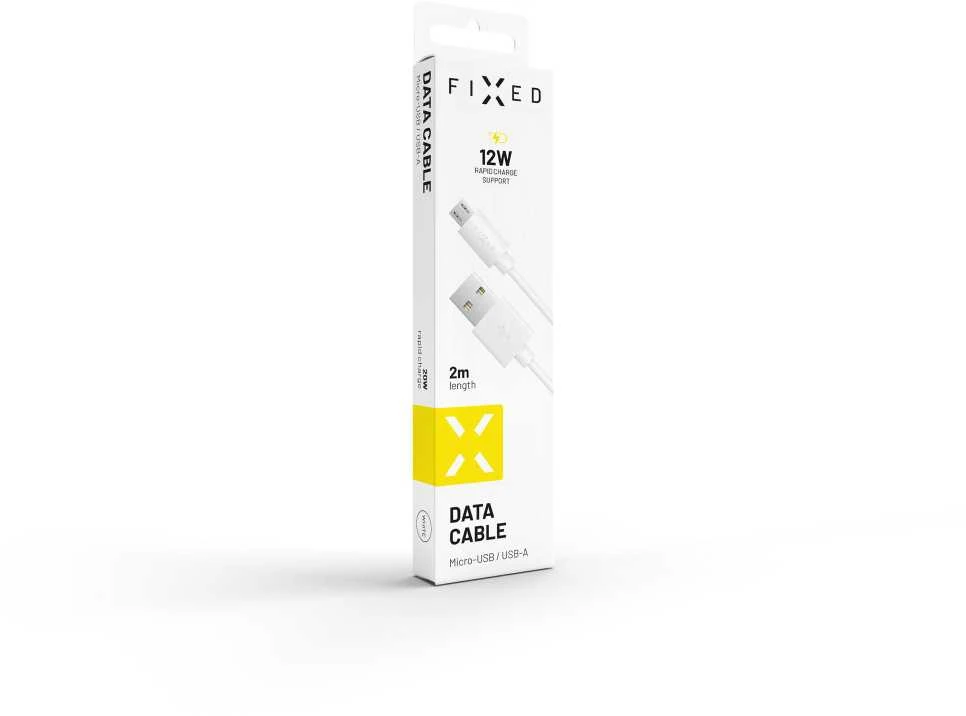 Fixed Fiksuotas USB/mikro USB 2m, balta