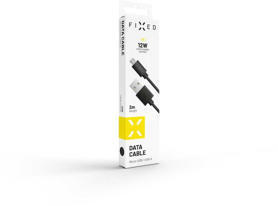 Fixed Fiksuotas USB/micro USB 2m, juoda
