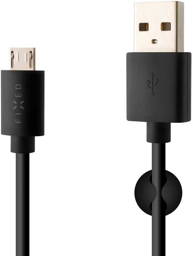 Fixed Fiksuotas USB/micro USB 2m, juoda