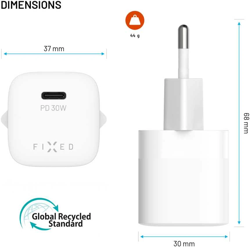 Fixed Įkroviklis fiksuotas Mini 1x USB-C 3 A (FIXCG30M-C-WH)