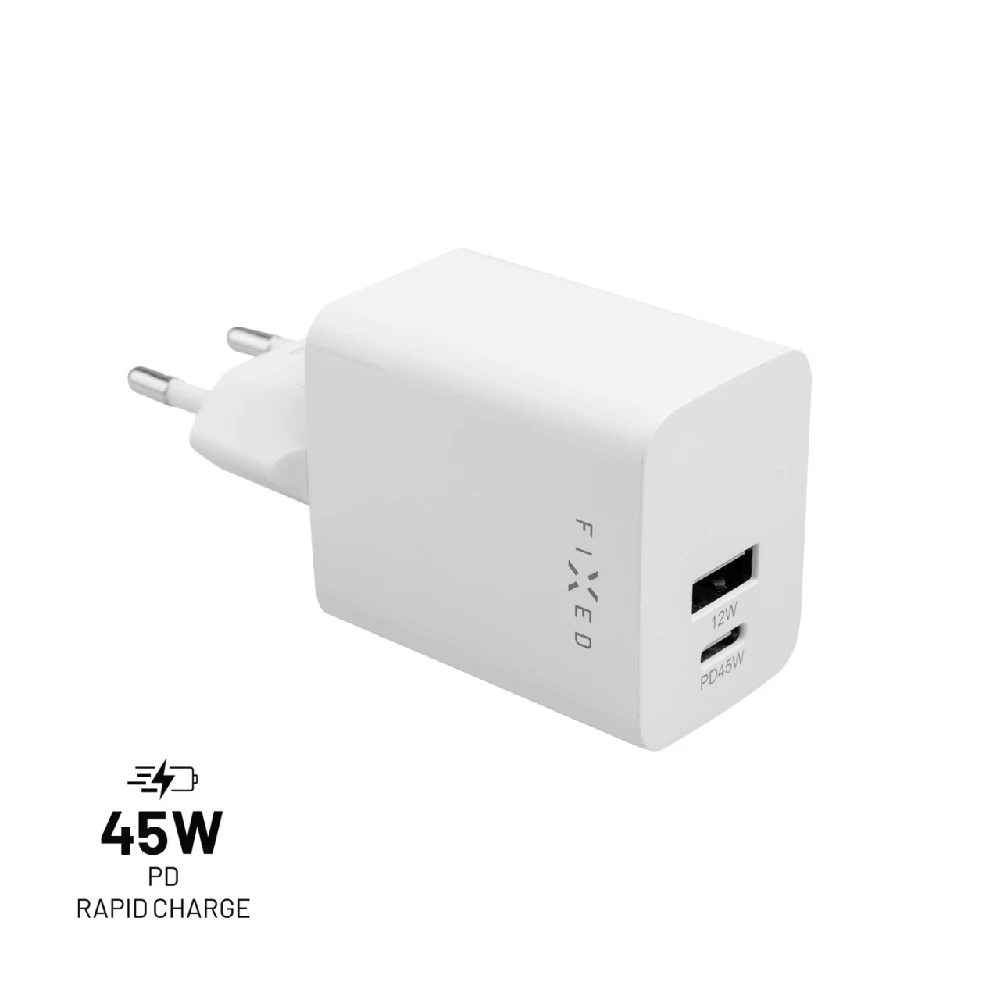 Fixed Fiksuotas Mini USB-C/USB kelioninis įkroviklis 45W | FIXC45M-CU-WH