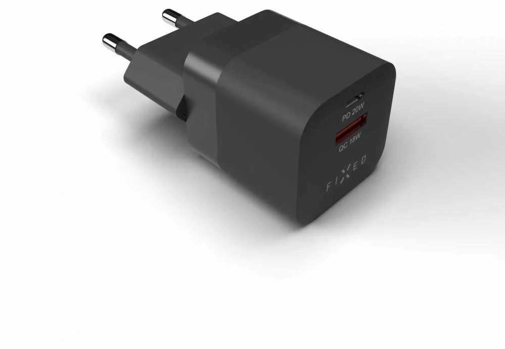 Fixed Fiksuotas Mini USB-C/USB 20W, juodas