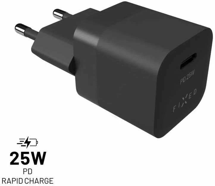 Fixed USB-C 25W įkroviklis, juodas