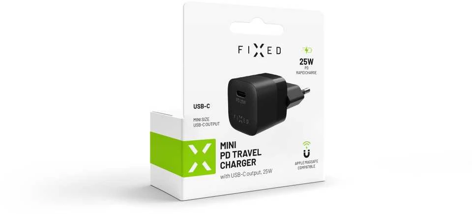Fixed Mini USB-C įkroviklis 25W pakuotėje
