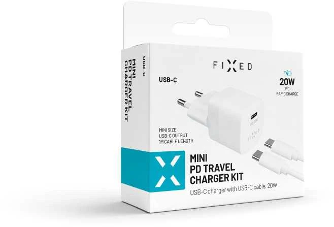 Fixed Ištaisyta | Mini kelioninis įkroviklis USB-C/USB-C laidas