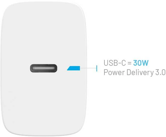 Fixed Fiksuotas USB-C kelioninis įkroviklis 30W | FIXC30N-C-WH