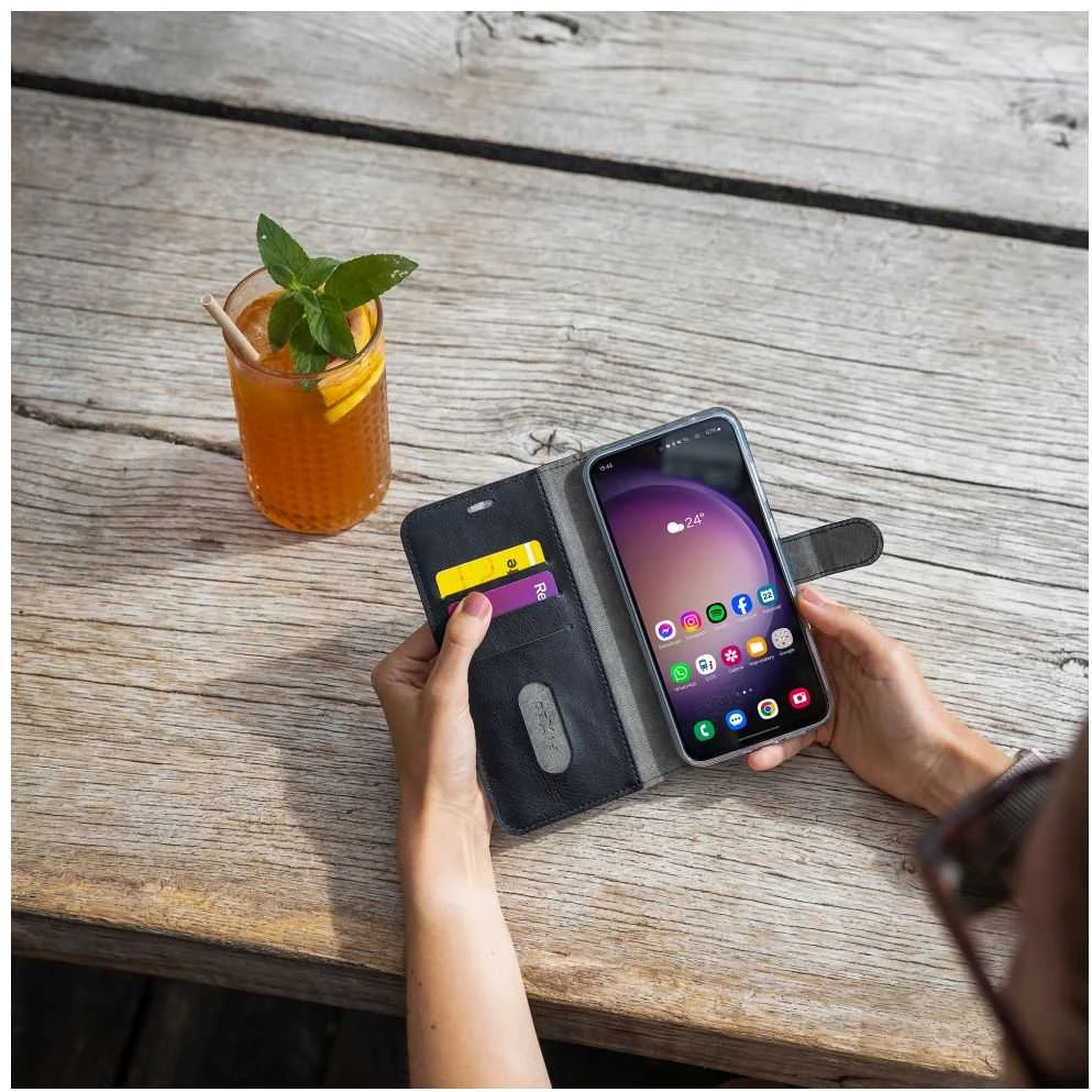 Fixed Fiksuotas Opus | Knygų dėklas | Apple | iPhone 16 Pro | Oda | Juodas