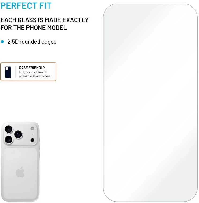 Fixed Fiksuota ekrano apsauga | Apple | iPhone 17 Pro | Grūdintas stiklas | Skaidrus | 2.5D