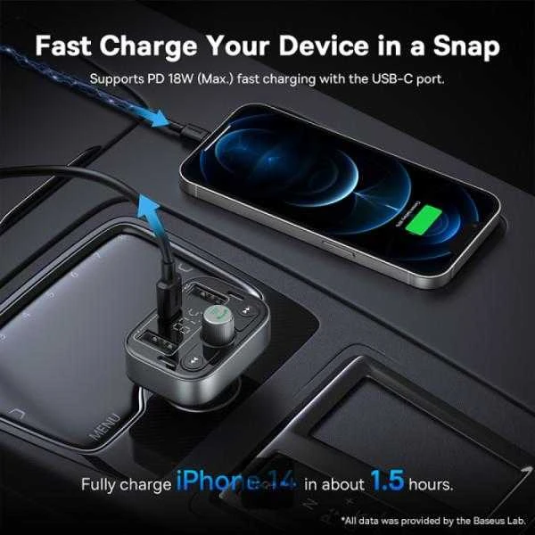 FM siųstuvas Baseus S-09 Pro, Bluetooth (juodas)