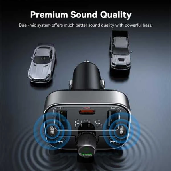 FM siųstuvas Baseus S-09 Pro, Bluetooth (juodas)