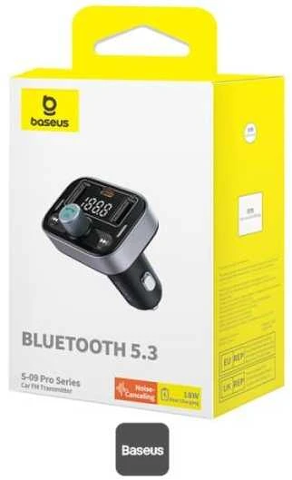 FM siųstuvas Baseus S-09 Pro, Bluetooth (juodas)