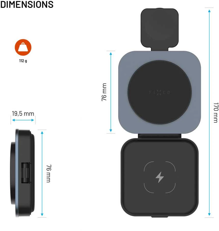 Fixed Fiksuotas | MagFlex Alu Sulankstomas magnetinis belaidžio įkrovimo stovas 3in1 | FIXMFLE-AL-GR