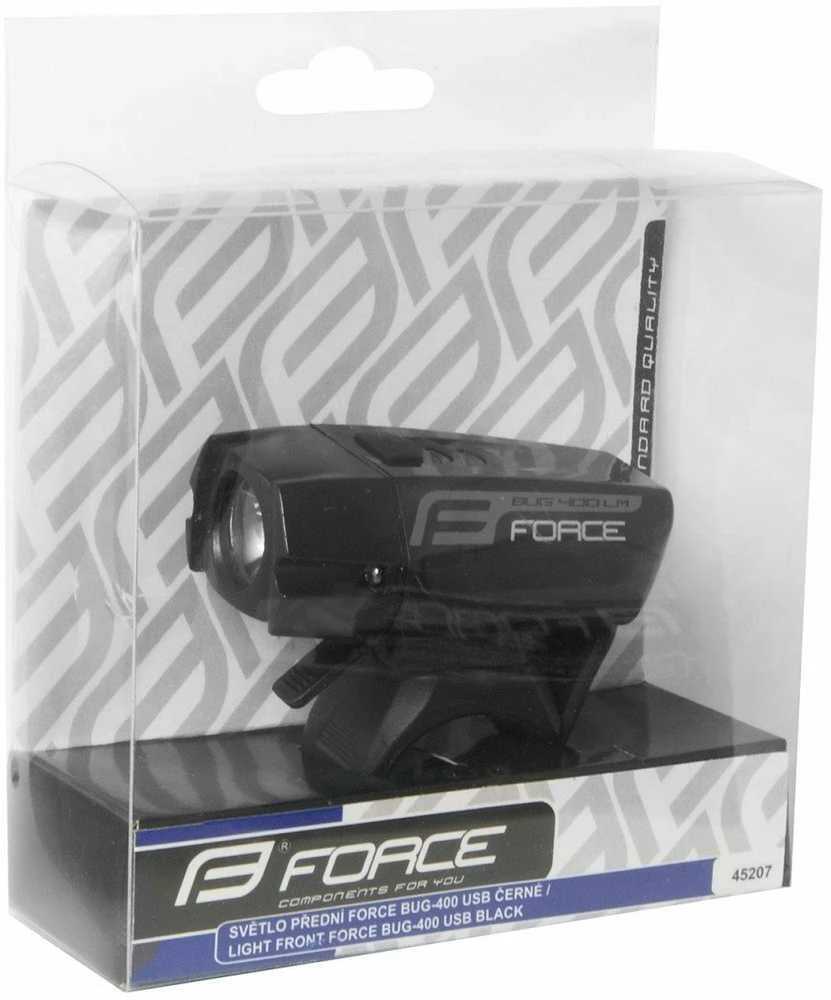 FORCE front light BUG-400 USB juodas