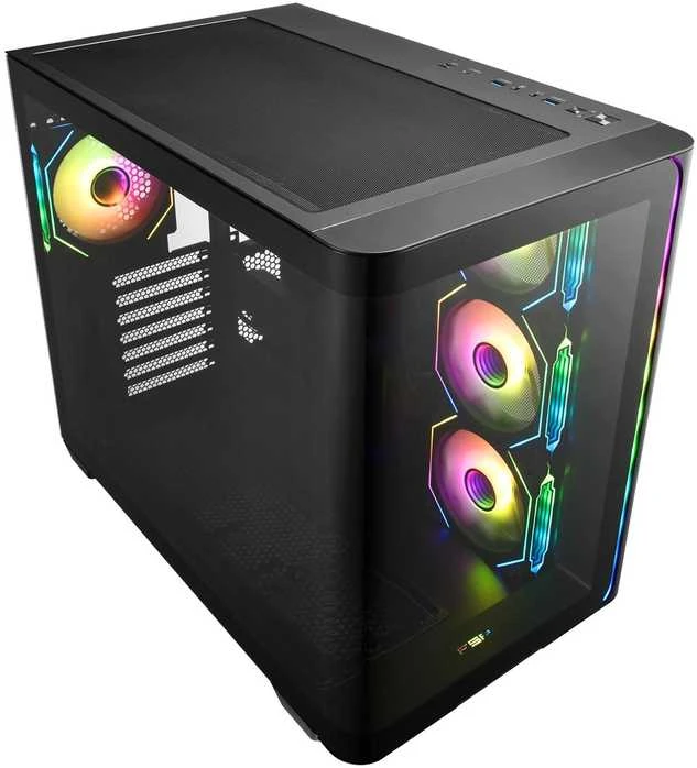Kompiuterio korpusas FSP M580-BA, Midi Tower, juodas, Tempered Glass x 2