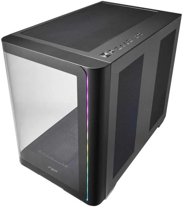 Kompiuterio korpusas FSP M580-BA, Midi Tower, juodas, Tempered Glass x 2