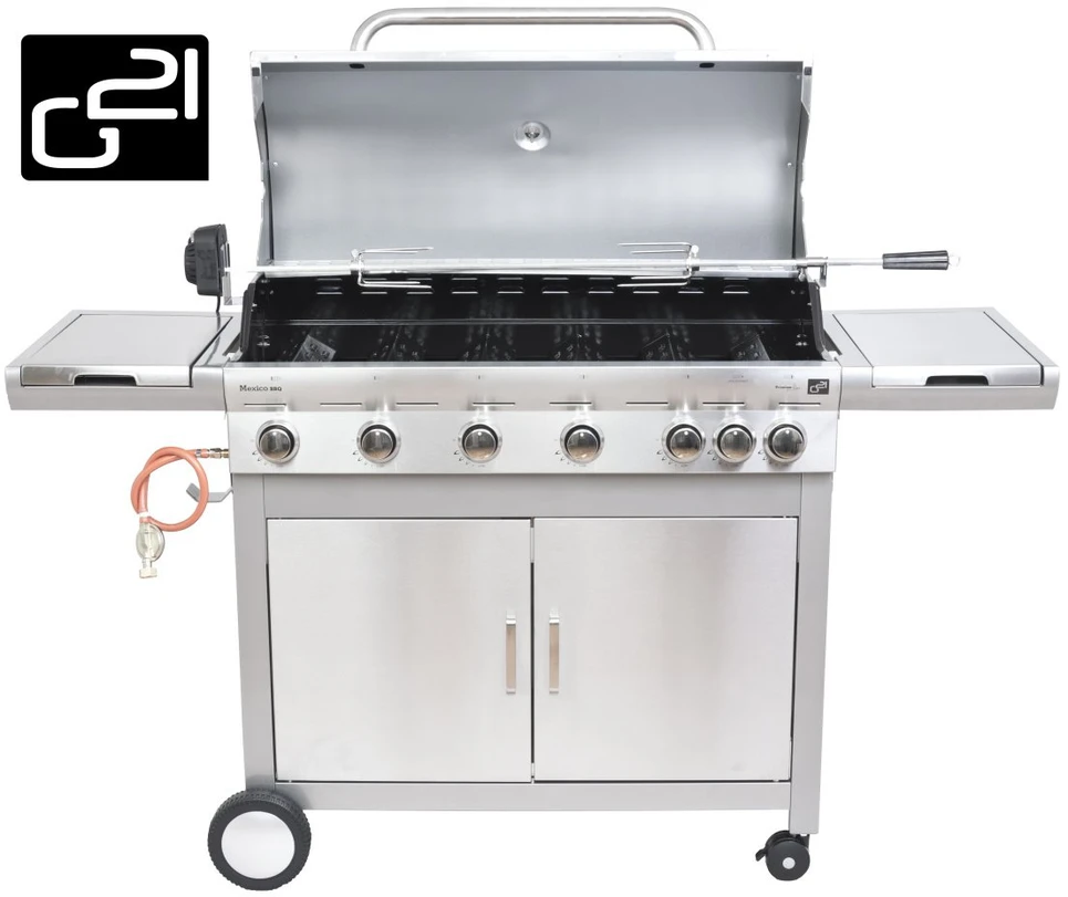 G21 BBQ Mexico dujinė kepsninė, 7 degikliai, bendra galia 22,05 kW/val.