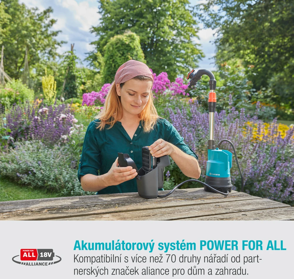 Gardena Akumuliatorinis lietaus vandens siurblys 2000/2 18V P4A - be akumulaitoriaus