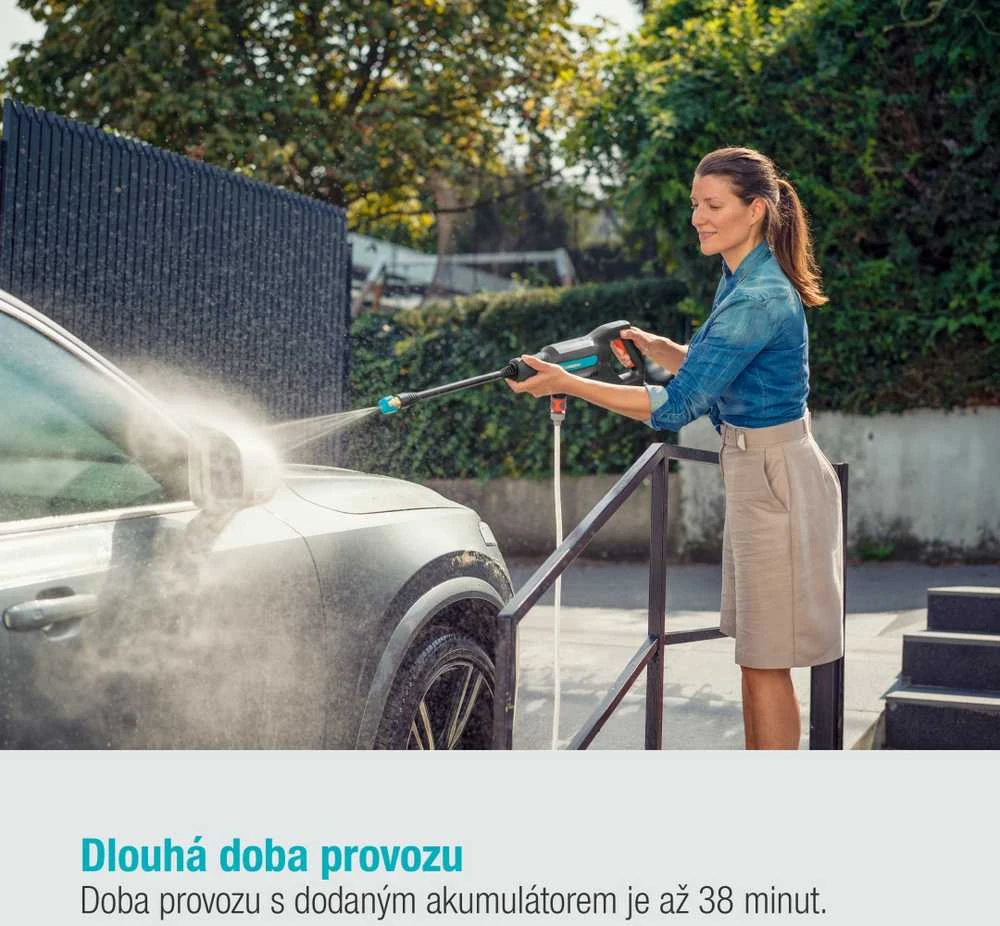 Vidutinio slėgio akumuliatorinės plovyklos Gardena AquaClean 24 / 18V P4A Premium rinkinys