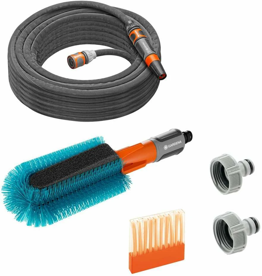 Gardena "Cleansystem" dviračio plovimo rinkinys su dviračio šepečiu, žarna ir plovimo šampūno lazdelėmis
