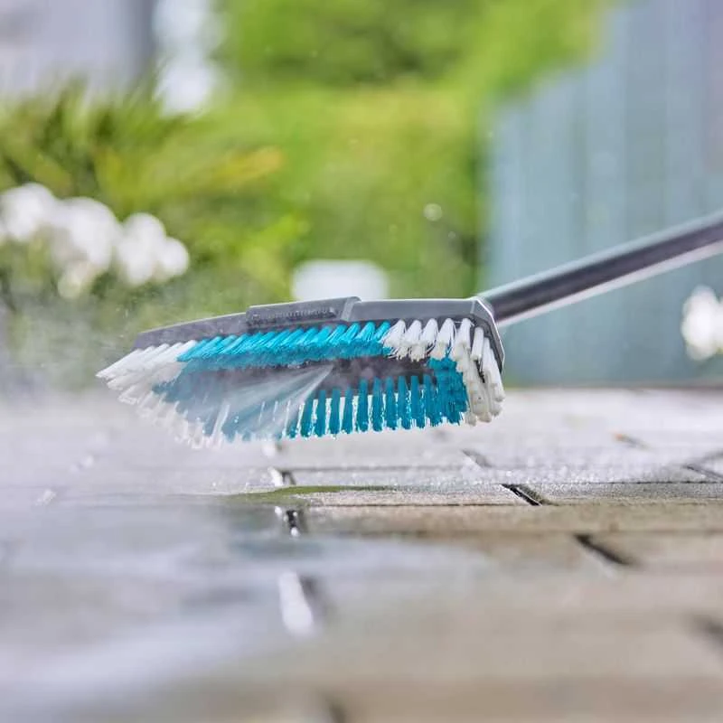 GARDENA Cleansystem plovimo rinkinys kietas su rankena M, plovimo šepetys (pilkas/turkis, darbinis plotis 27cm)