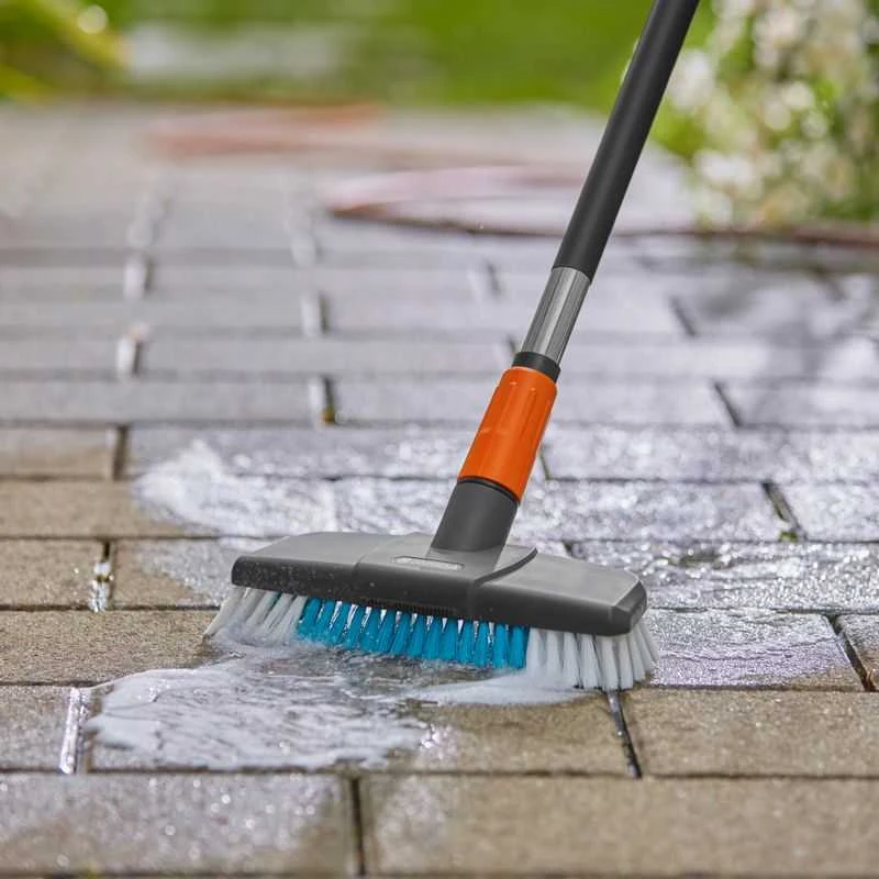 GARDENA Cleansystem plovimo rinkinys kietas su rankena M, plovimo šepetys (pilkas/turkis, darbinis plotis 27cm)