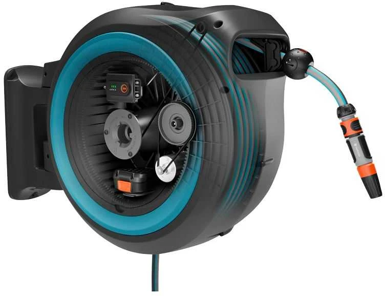 Gardena PowerRoll XXL Akumuliatorinis bęben naścienny, be akumuliatoriaus ir kroviklio komplektas, wąż 40m 18645-55