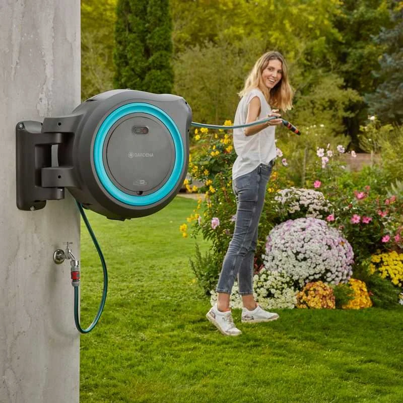 Gardena PowerRoll XXL Akumuliatorinis bęben naścienny, be akumuliatoriaus ir kroviklio komplektas, wąż 40m 18645-55