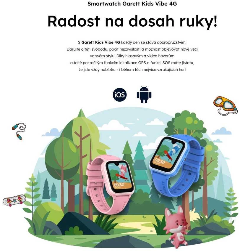 Išmanusis laikrodis su lietuvišku meniu Garett Kids Vibe AI 4G su GPS, kamera, Mėlyna