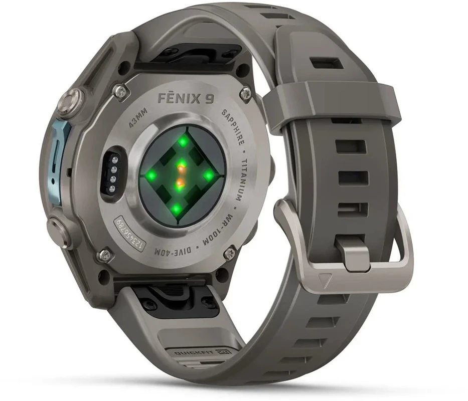 Išmanusis laikrodis Garmin fenix 9 – 43mm, Titanium with Pebble Pilkas Silicone Band