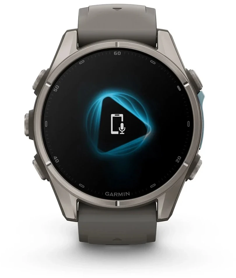 Išmanusis laikrodis Garmin fenix 9 – 43mm, Titanium with Pebble Pilkas Silicone Band
