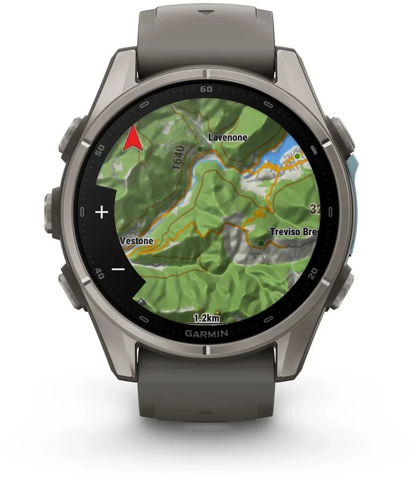 Išmanusis laikrodis Garmin fenix 9 – 43mm, Titanium with Pebble Pilkas Silicone Band