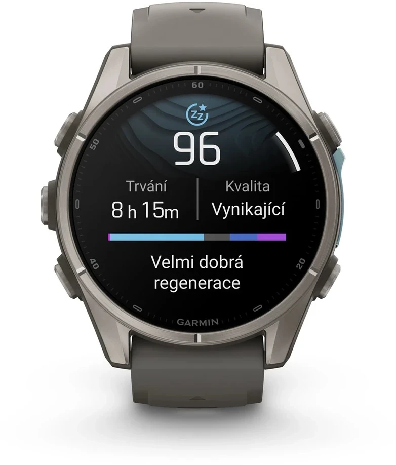 Išmanusis laikrodis Garmin fenix 9 – 43mm, Titanium with Pebble Pilkas Silicone Band