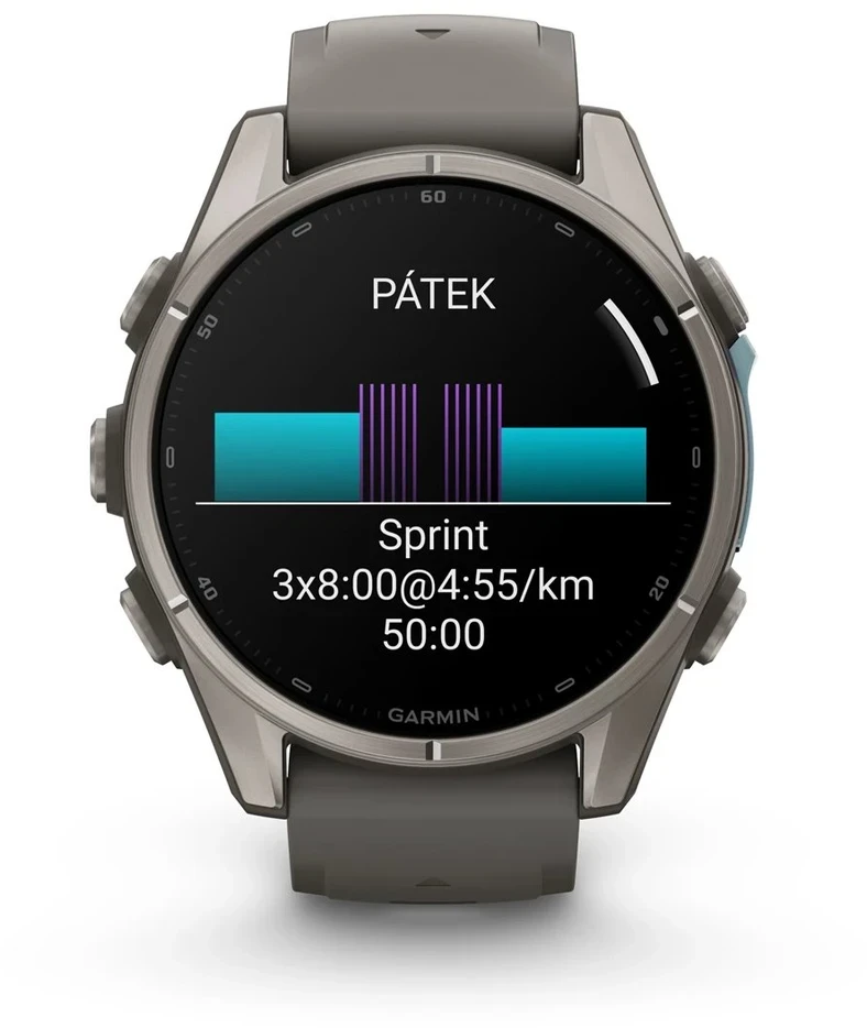 Išmanusis laikrodis Garmin fenix 9 – 43mm, Titanium with Pebble Pilkas Silicone Band