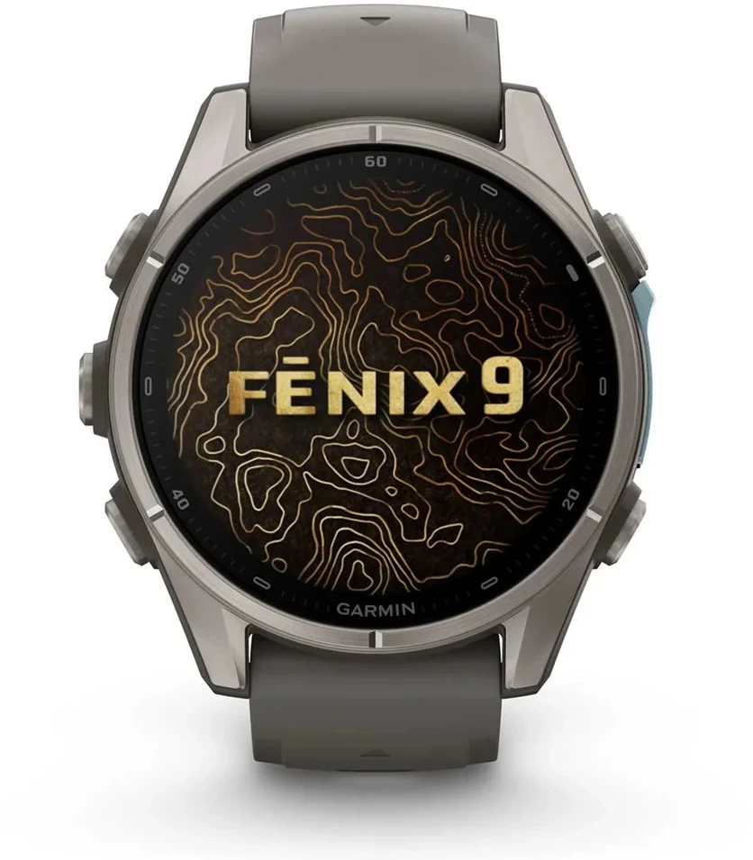 Išmanusis laikrodis Garmin fenix 9 – 43mm, Titanium with Pebble Pilkas Silicone Band