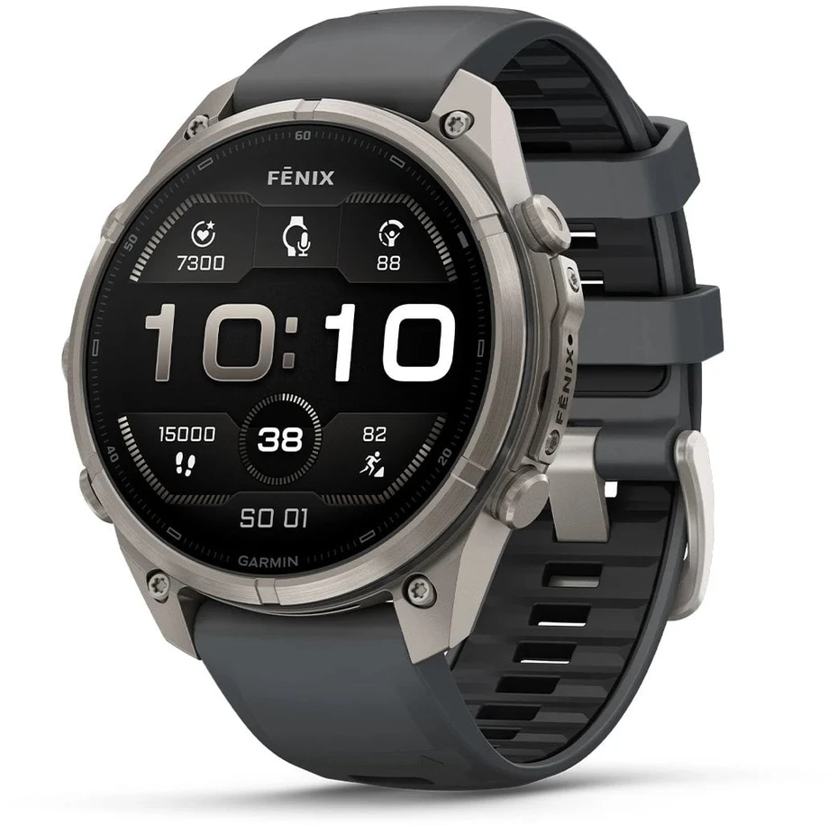 Išmanusis laikrodis Garmin fenix 9 Pro – 47mm, Titanium with Graphite/Juodas Silicone Band