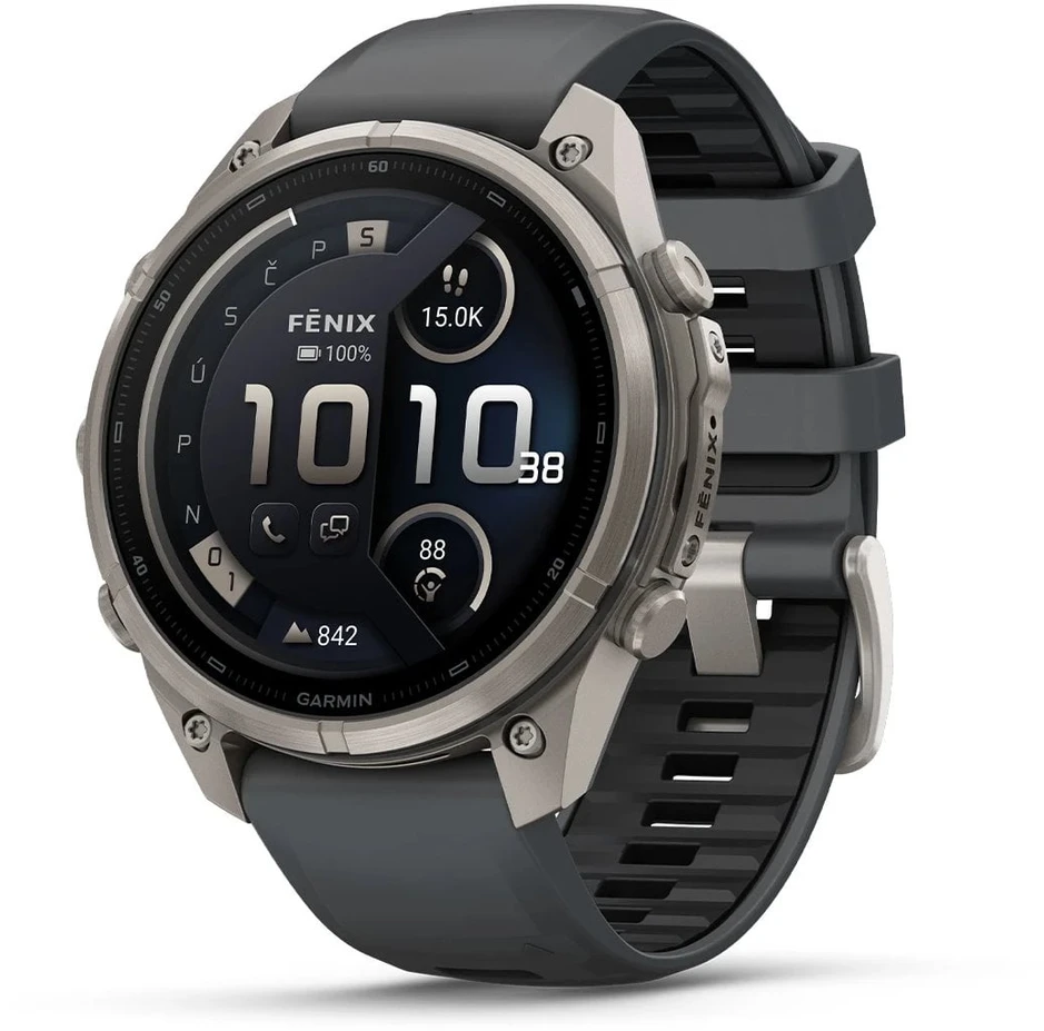 Išmanusis laikrodis Garmin fenix 9 Pro – inReach, 47mm, Titanium with Graphite/Juodas Silicone Band