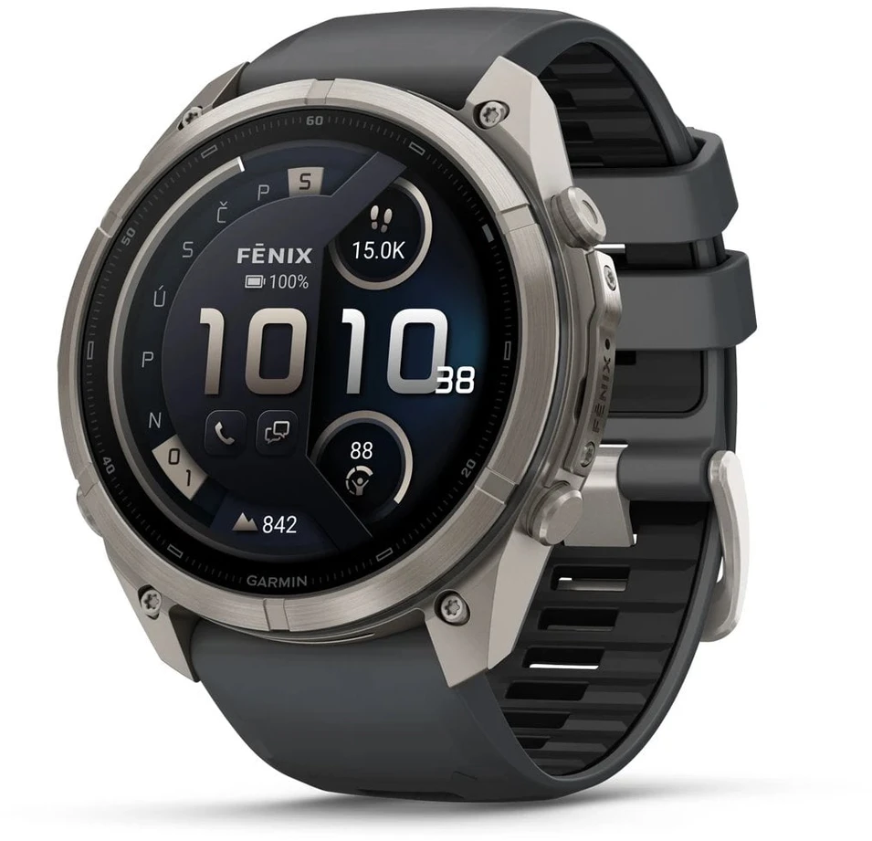Išmanusis laikrodis Garmin fenix 9 Pro – inReach, 51mm, Titanium with Graphite/Juodas Silicone Band
