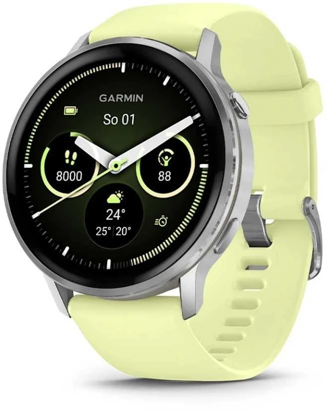Išmanusis laikrodis Garmin Venu® 4 - 45 mm | spalva: sidabro spalvos su citrinų spalvos silikonine apyranke (010-03014-02)