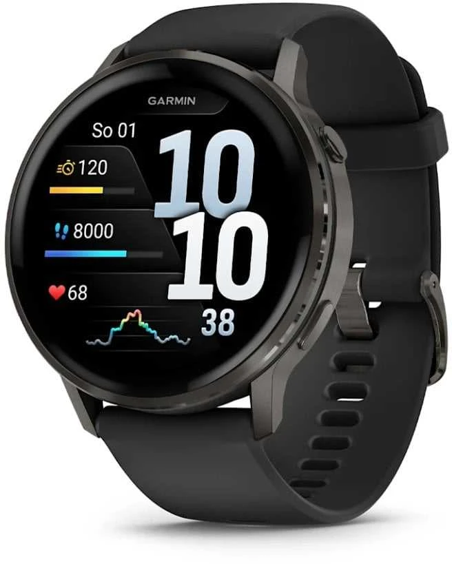 Išmanusis laikrodis Garmin Venu® 4 - 45 mm | spalva: skalūno spalva su juodu silikono dirželiu (010-03014-00)