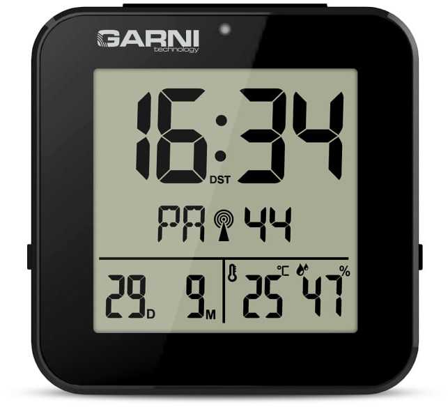 Garni Technology GARNI 138B - skaitmeninis žadintuvas su termometru ir higrometru, juodas