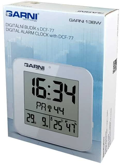 Garni Technology GARNI 138W - skaitmeninis žadintuvas su termometru ir higrometru, baltas