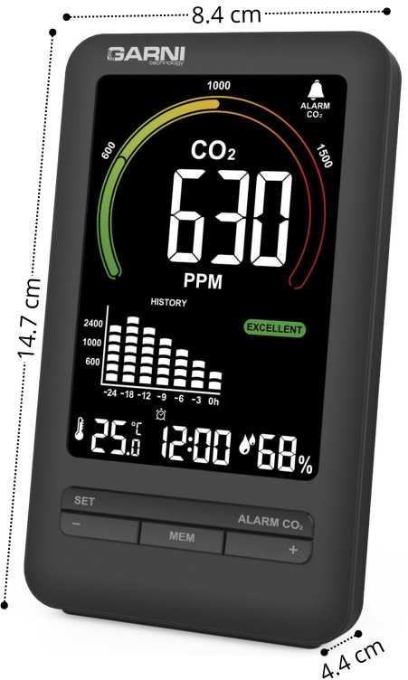 Garni Technology GARNI 206 OneCare – CO2 matuoklis (anglies dioksidas)