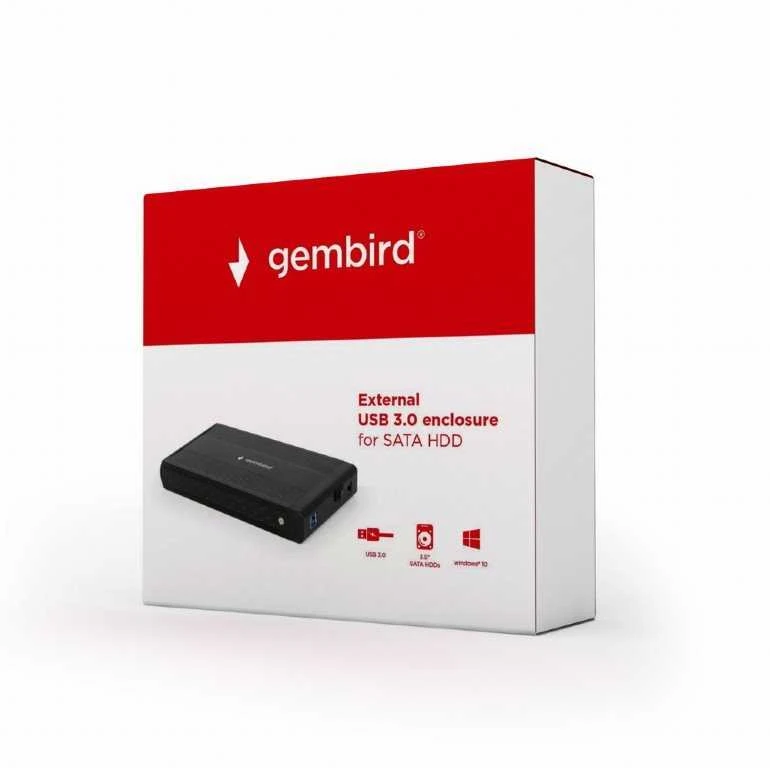 GEMBIRD EE3-U3S-3 HDD external enclosure for 3.5inch SATA - USB 3.0 Aliuminio Juodas