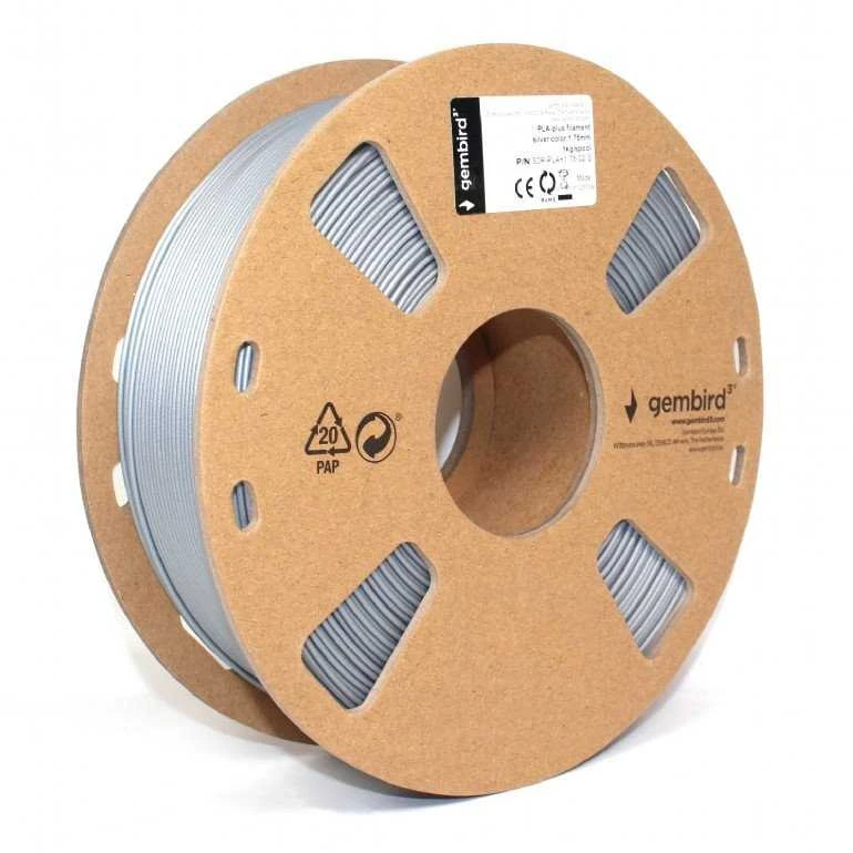 GEMBIRD 3DP-PLA+1.75-02-S siūlas Gembird PLA-plus Sidabrinis 1,75mm 1kg