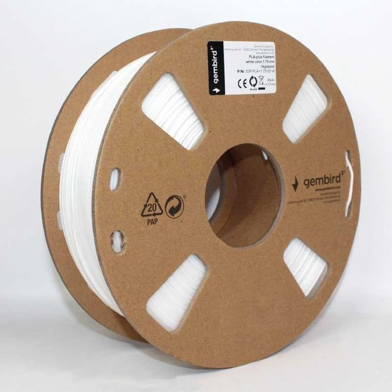 Gembird Flashforge PLA-PLUS gijos, baltas, 1,75 mm, 1kg | 3DP-PLA+1.75-02-W